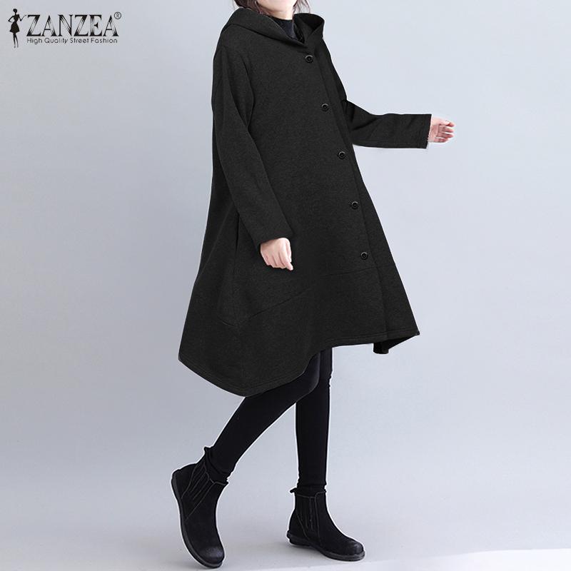 Buy ZANZEA Winter Autumn Women Pullovers Hooded Coat Warm Button Long  Sleeve Sweatshirt Hoodies Jacket at affordable prices — free shipping, real  reviews with photos — Joom