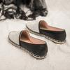 Fashion Espadrilles crystal rivets slip on loafers women hemp knitted cover toe shallow moccasins sewing gold/silver straw flats shoes