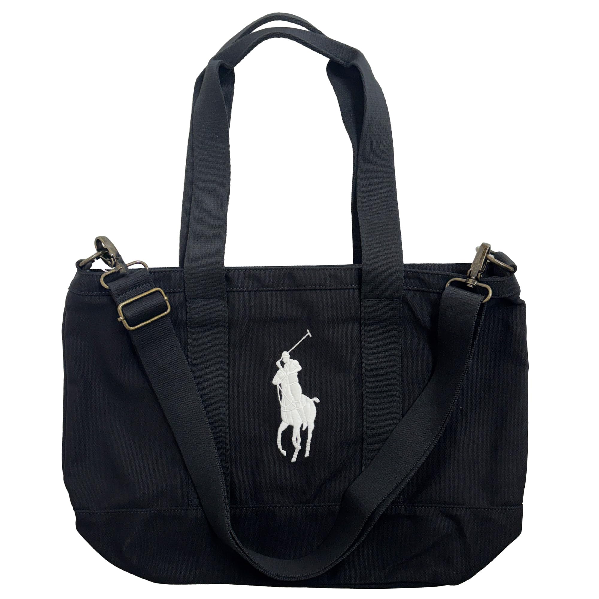 POLO RALPH LAUREN Big Pony Tote Bag in Black Canvas [Used]