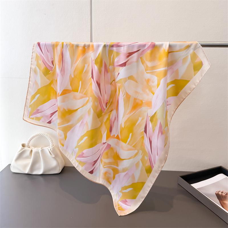 

2026 Fashion Spring Summer Women 70Cm Square Scarf Silk Print Satin Beach Scarves Shawl Headband Hijab Bandana Wrap Bufanda 70x70cm