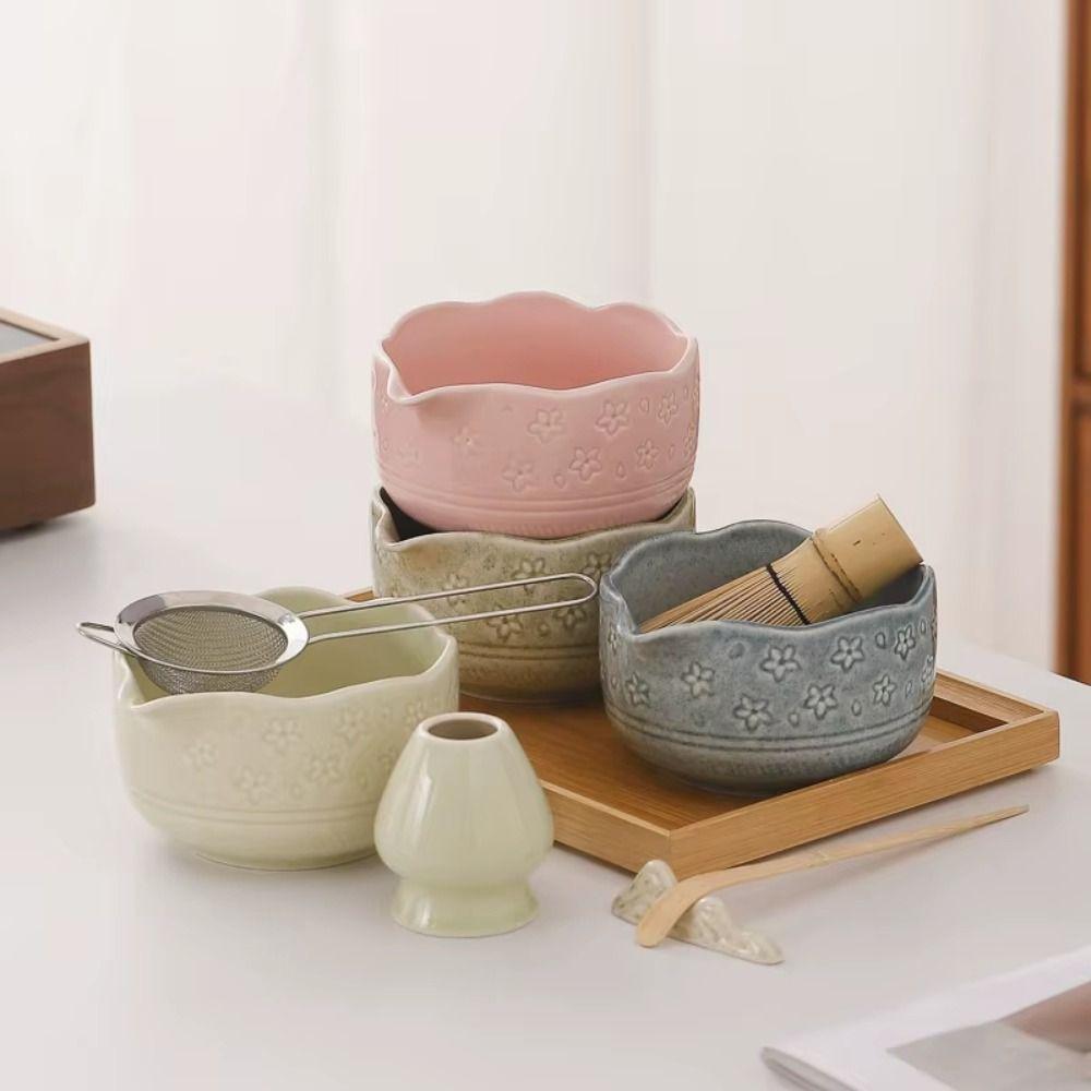 6 PCS Strainer Mesh Matcha Bowl Set Tea Scoop Bamboo Matcha Whisk for Tea Lovers Gifts