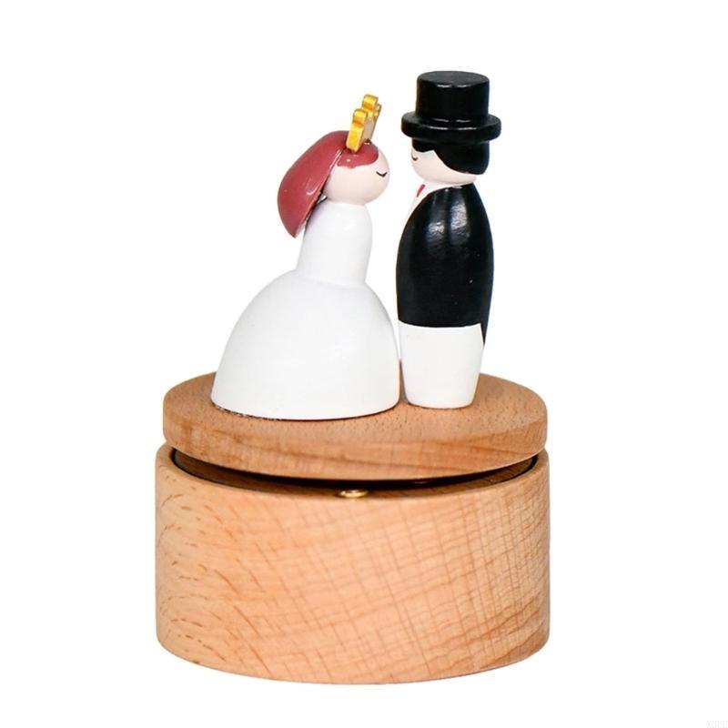 Rotating Wooden Music Boxes Christmas Santa Gift Theme Handcrafted Melodys Home Decoration Present X3UC