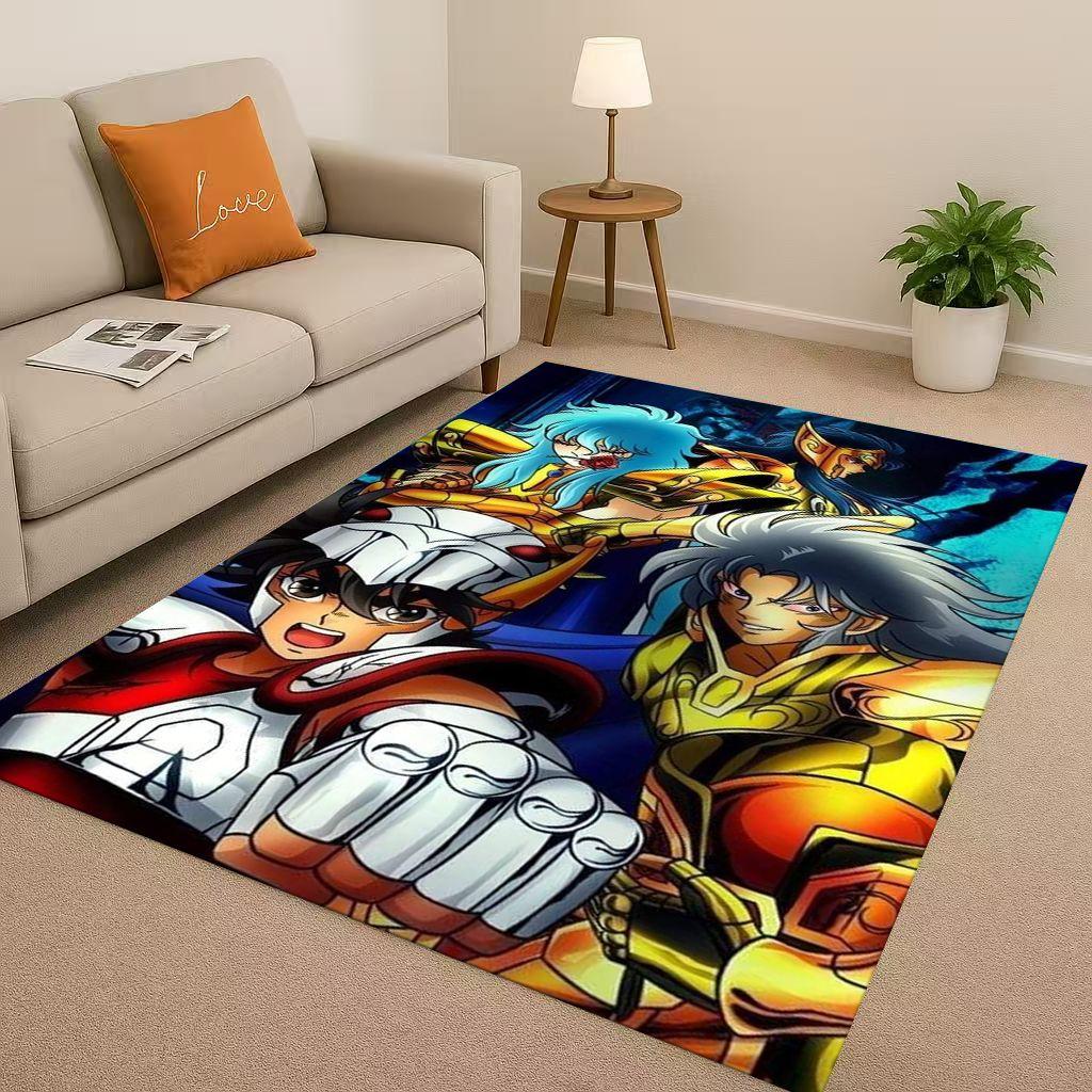 Retro Saint Seiya Shiryu Athena Cartoon Living Room Non Slip Area Rug Carpet for Bedroom Sofa,Easy Clean Home Decor Doormat Kids