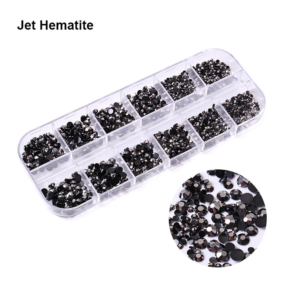 1500Pcs/box Nail Art Rhinestones 12 Grids Flatback Round Crystal Diamond Nail Gems Nail Art Decorations Manicure Accessories