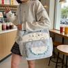 Cartoon Cat Crossbody Bag College Style Large Capacity Shoulder Tote Bag Student Class Book Bag