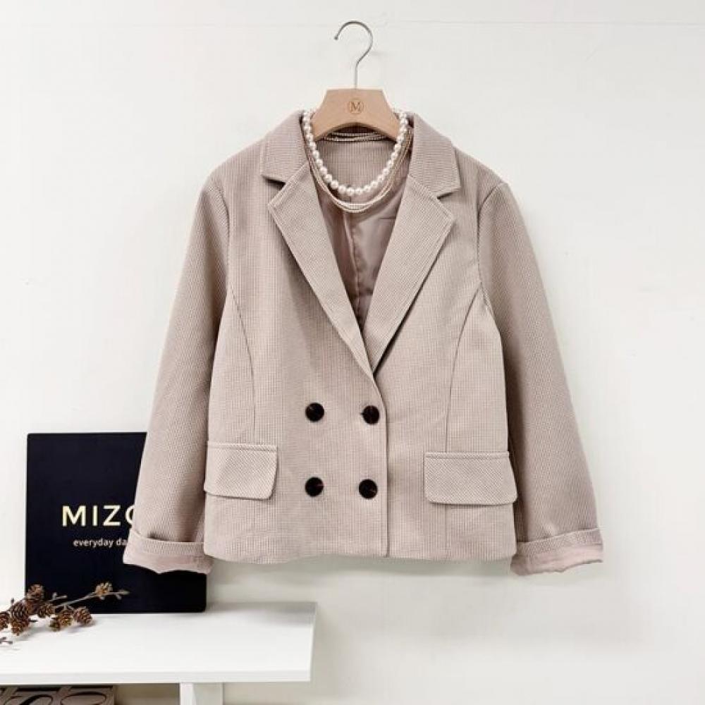 Mizqz Double Button Wool Check Jacket 3 Colors