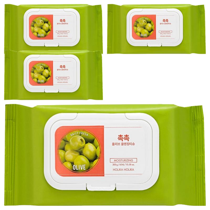 Holika Holika Daily Fresh Moisturizing Olive Cleansing Tissues, 300g, 60 wipes, 4 pcs