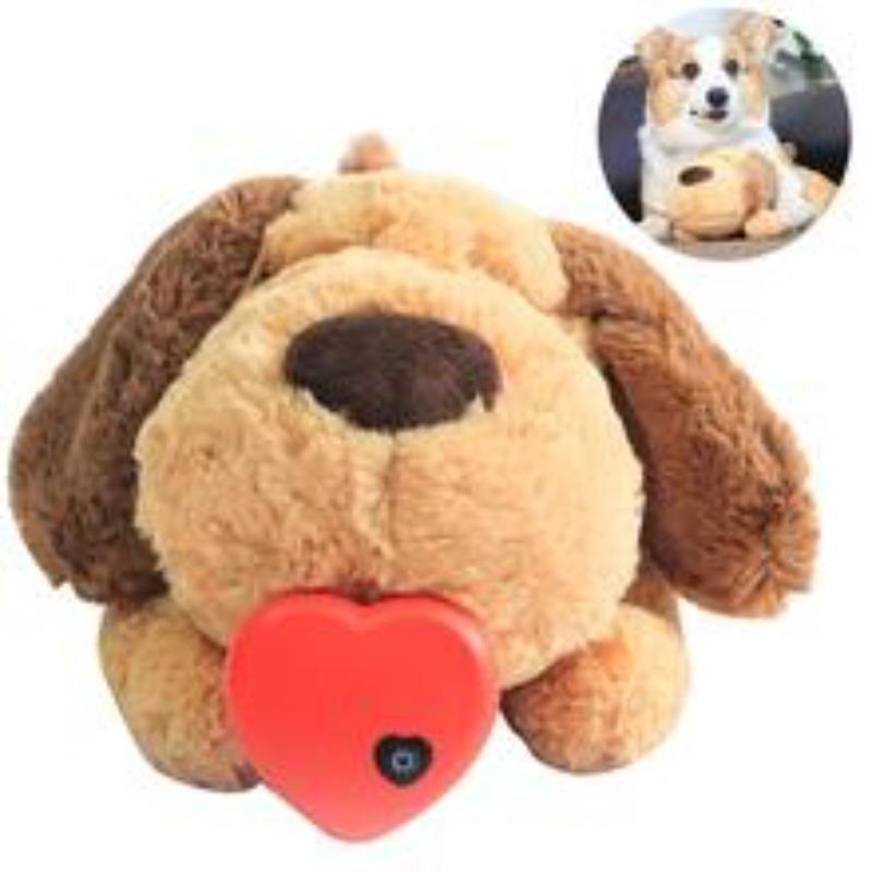 Animale di Peluche Fidget per Cani Aiuto per Dormire Battito Cardiaco del Cane Sollievo dall'Ansia Addestramento Comportamentale Cucciolo Morbido Sdraiato Bambola Regalo di Compleanno Giocattolo per Cani