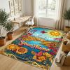 Floral Garden Theme Crystal Velvet Rug Personalized Custom Name Text Soft Floor Mat Home Decor