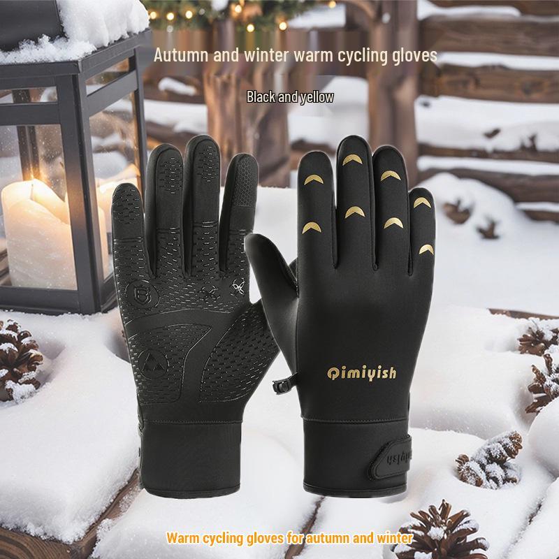 

Men s Winter Cycling Gloves - Water-Repellent, Non-Slip, Touchscreen, Windproof, Fleece-Lined, Cold-Proof