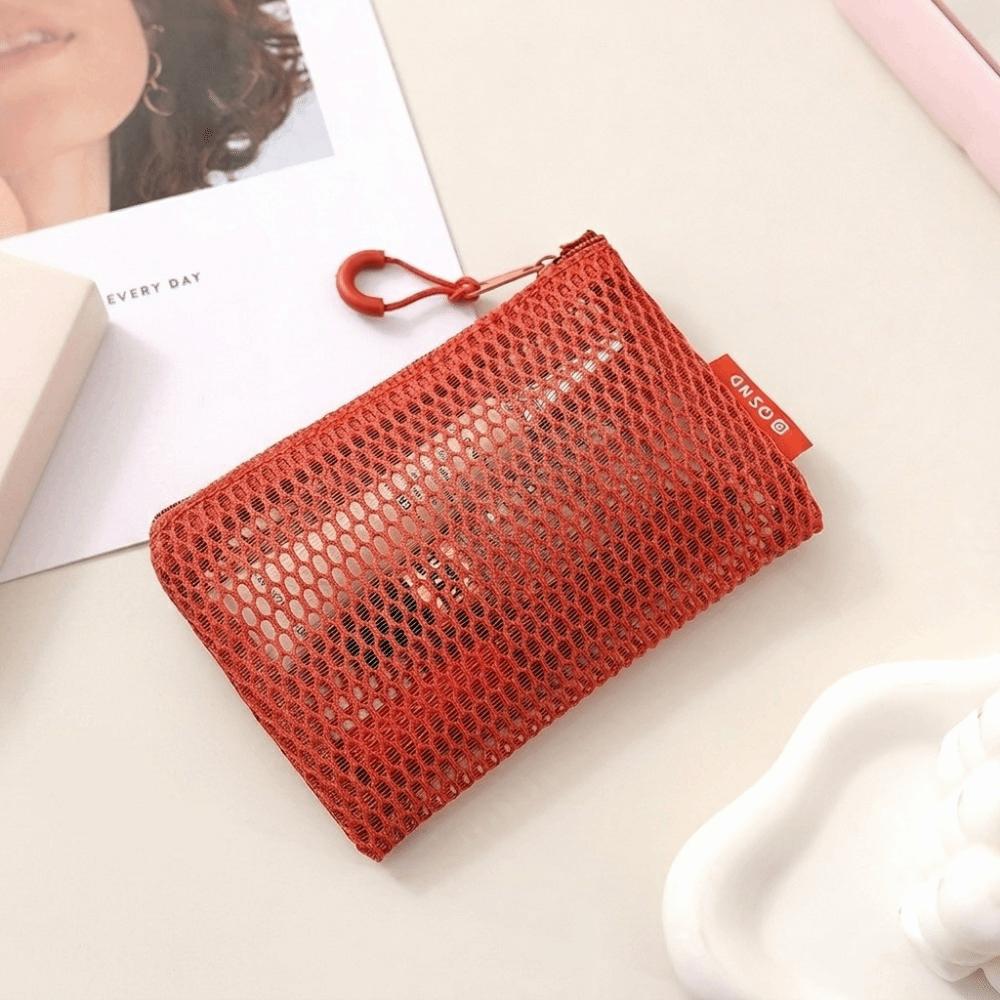 Square Transparent Storage Bag Breathable Mini Zipper Coin Purse Cosmetic Bag Office Organization