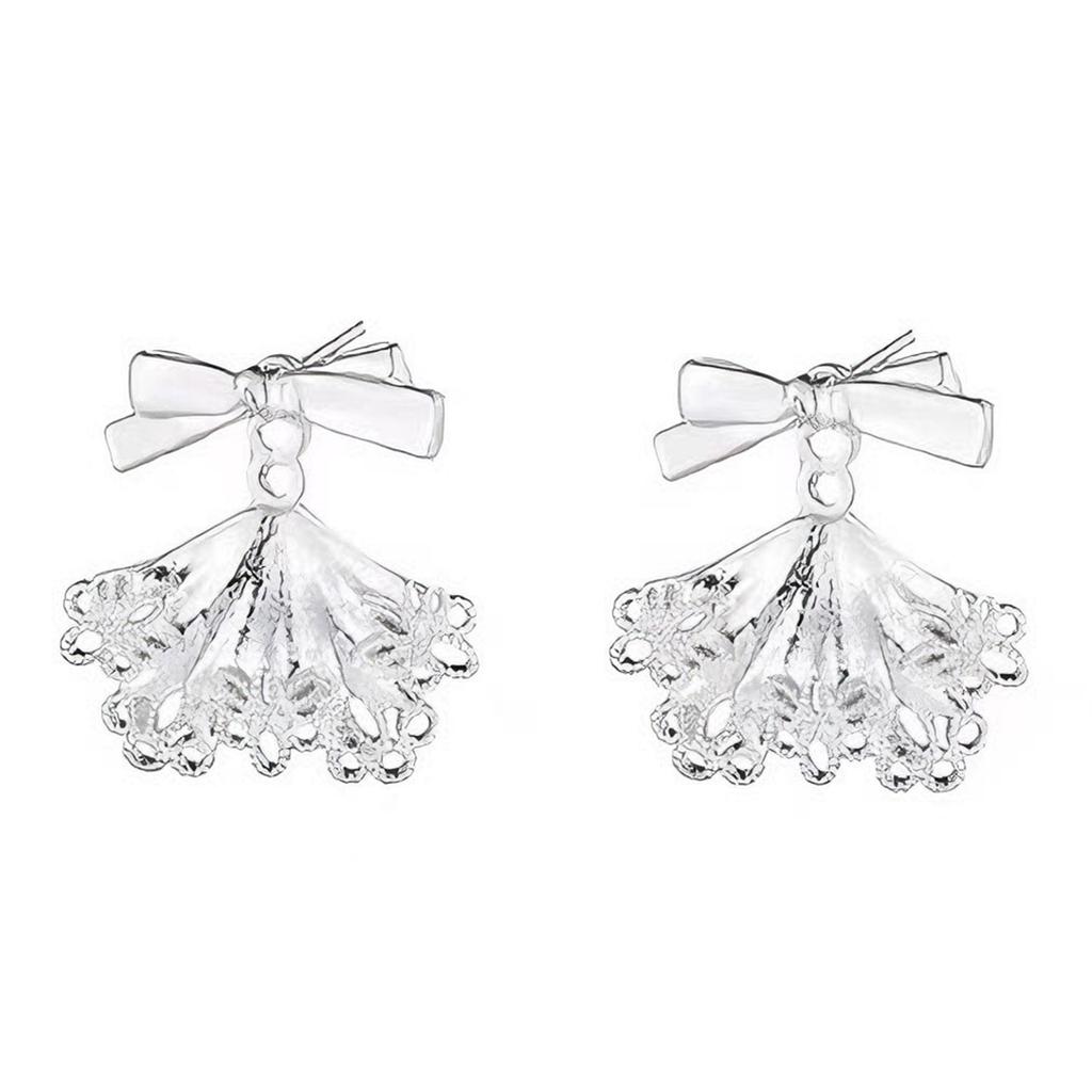 Elegant Lace Trim Bowknot Earrings for Women Handmade Everyday Casual Ear Studs Lightweight Comfortable Accessory
