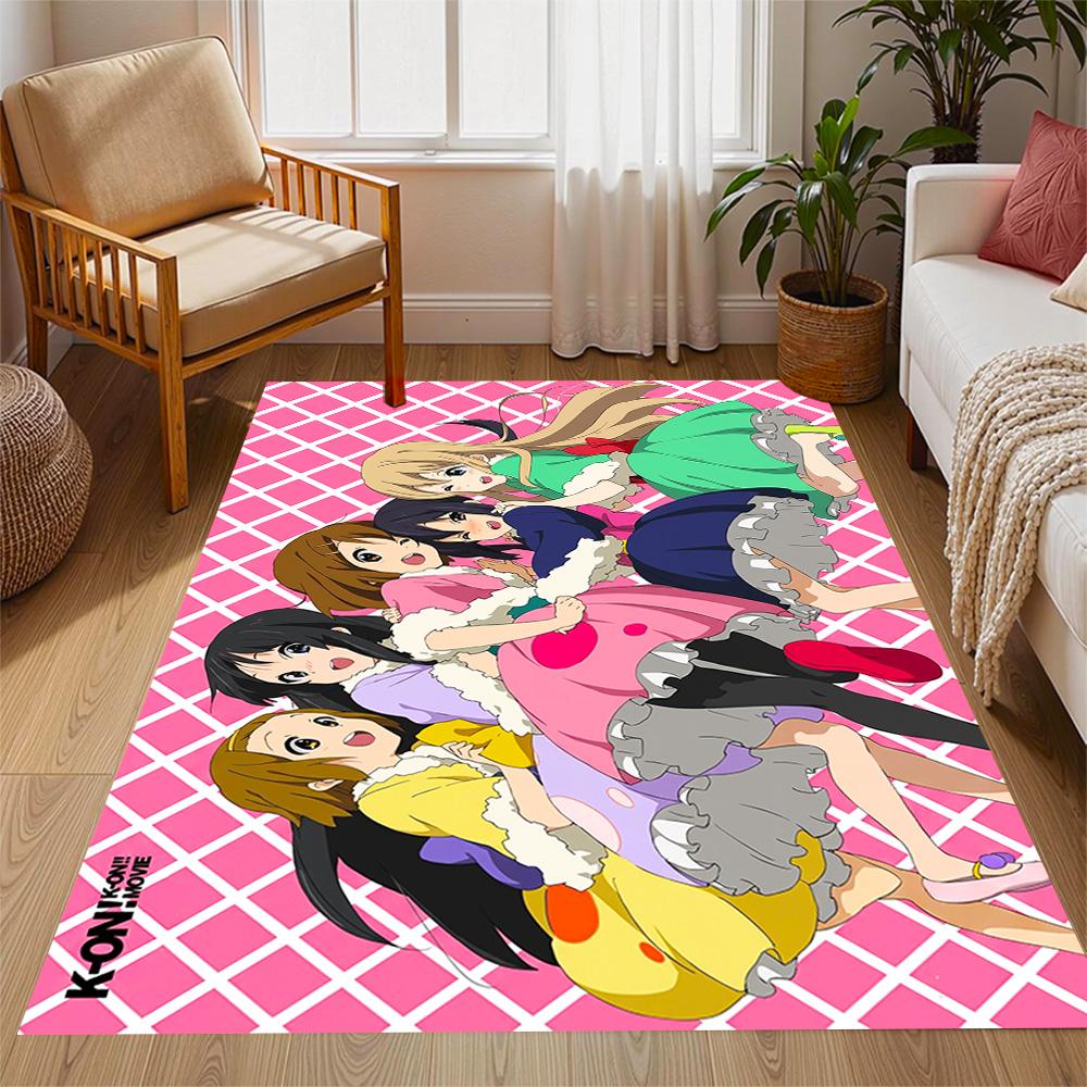 K-on! Group Pose Themed Anti-Slip Rugs - Polyester Home Decor, Suitable for Bedrooms, Living Rooms, Doorways, Studios, and Decorations