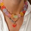 New Colorful Love Candy Resin Necklace Cute Love Candy Niche Design Collarbone Chain Women's Gift Necklace
