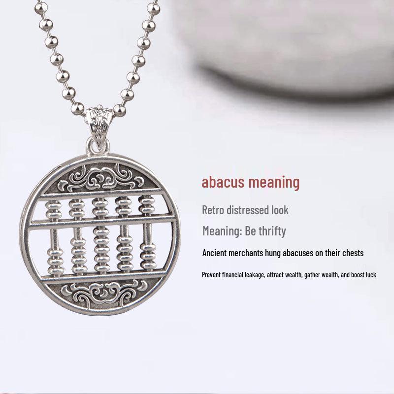 Retro Tibetan Silver Abacus Necklace for Women - Long, Versatile Sweater Chain Pendant, Ethnic Style Charm, Perfect for Autumn/Winter Attire.