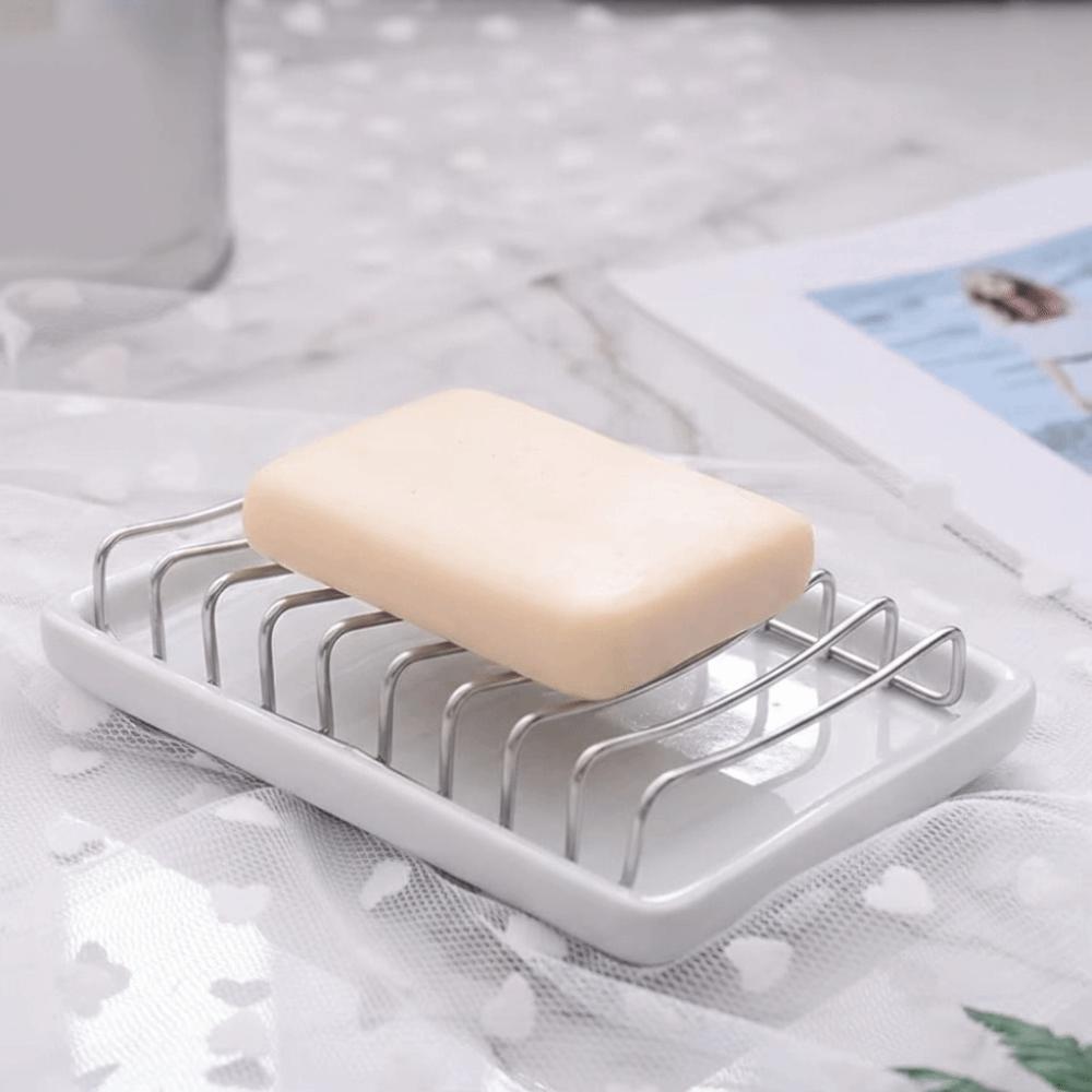 Ceramic Drain Soap Box Multi-function Drain Holder Fashion Ceramic Soap Dish  Shower Room