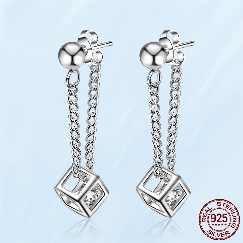 Real Original 925 Sterling Silver Daisy Flower Feather Hoop Heart Stud Earrings Fit Women Fashion Jewelry Engagement Party Gift