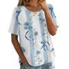Women's Retro Print Round Neck Short Sleeve T-Shirt - Cotton Linen Tee, Casual Summer Top, Soft and Breathable, S-XXL