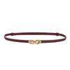 Pearl buckle adjustable women's genuine leather belt - versatile dress & jacket top grain cowhide slim belt