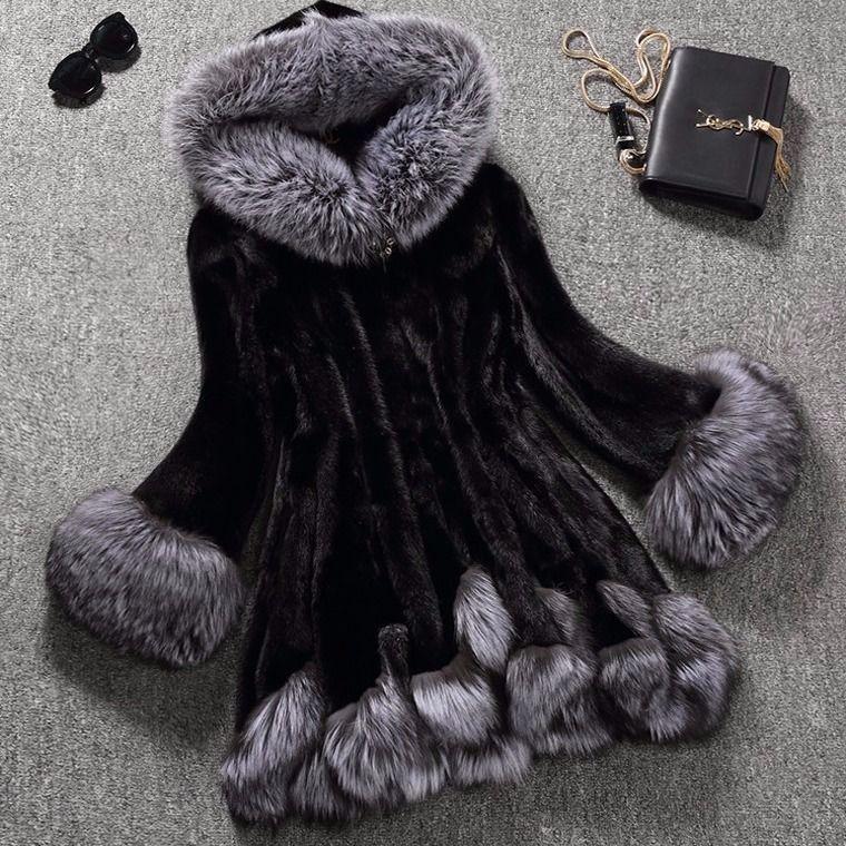 Nouveau manteau en fourrure automne et hiver pour femme manteau moyen et long velours de vison col en fourrure de renard fausse fourrure grande taille femme