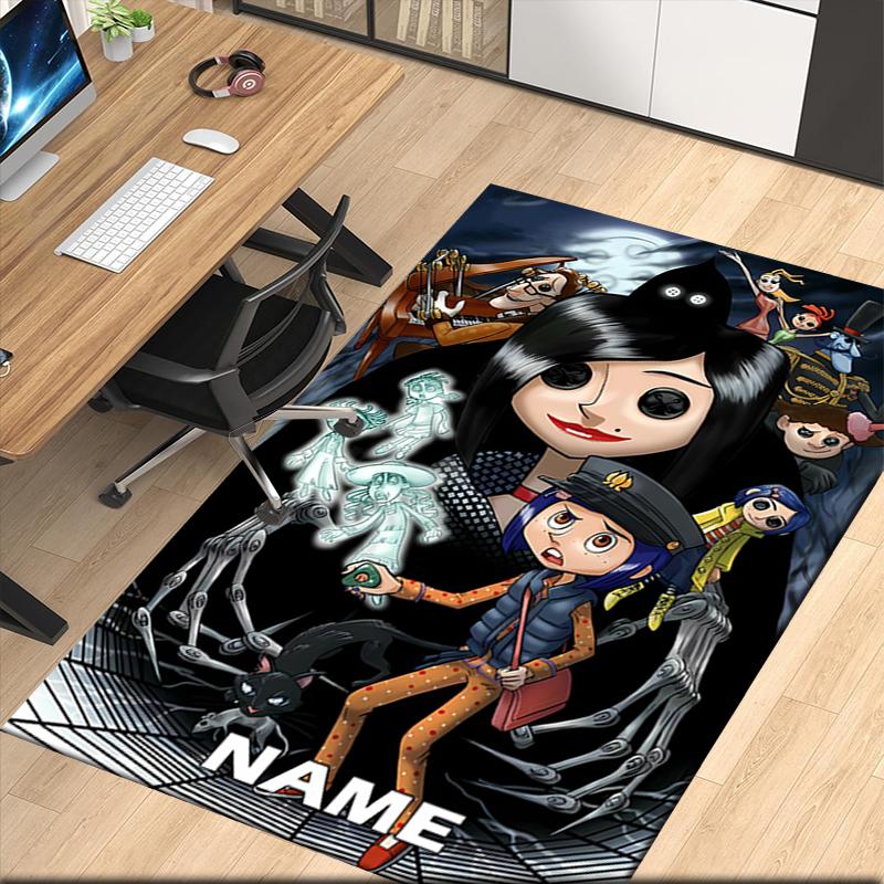 Custom Name Coraline Printed Carpet, for Office Chair Living Room Bedroom Kitchen Room Decor Gifts.