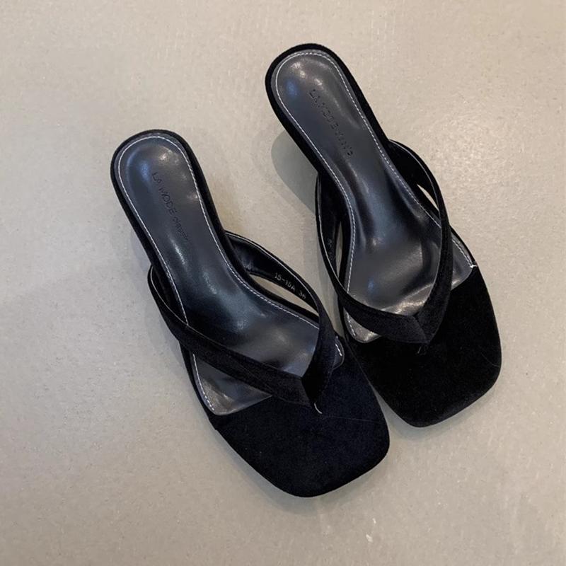 Fashion SUOJIALUN 2025 Summer New Brand Women Slipper Fashion Narrow Band Slip On Flip Flop Thin Low Heel Outdoor Dress Sandal Slides