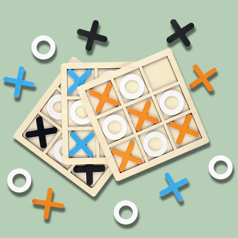 Trä XO Tic Tac Toe-spel Minischackbräde Interaktion Pusselträning Montessori pedagogiska leksaker Present för barn Pojke Flicka