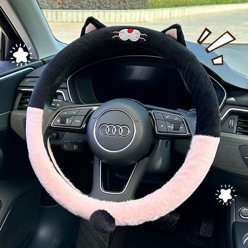 Potah na volant do auta plyšový kočka pohodlná rukojeť auta podzim a zima nemrznoucí potah na volant auta