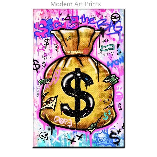 

Постер и принт Биткоин Граффити Уличное искусство Холст Картина Поп Арт для стен Мешок с деньгами Картина для гостиной Домашний декор Без рамы 21x30cm No Framed