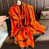 New silk scarf new silk satin printed shawl holiday fashion sunscreen long section simulation silk scarf