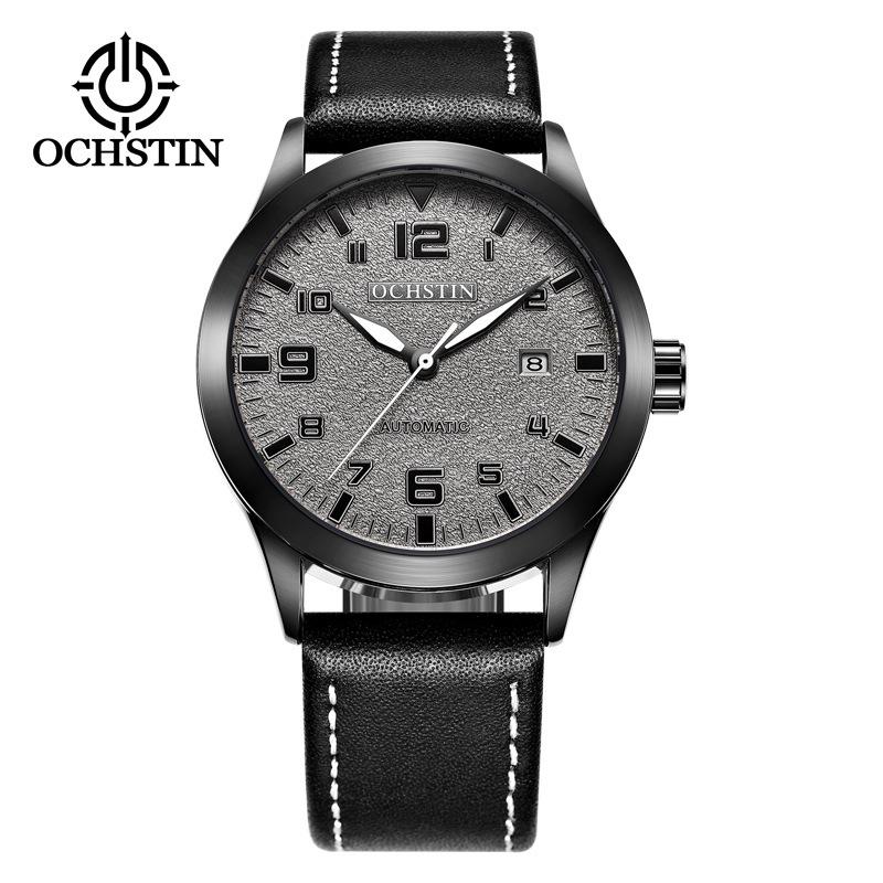 Ochstin Relógio Mecânico Automático de Couro Retrô Tendência Casual Negócios Masculino