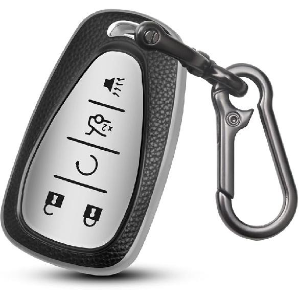 for Chevy Key Fob Cover, 5 Button Key Case for Chevrolet Equinox Malibu Trailblazer Traverse Volt Bolt, Red