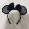 Tokyo Disney Resort Minnie Lace Polka Dots Ears Headband Black Japan Limited
