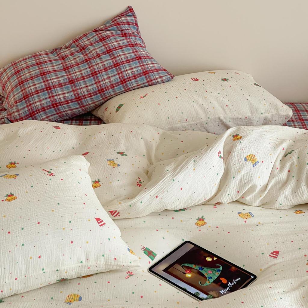 Spring/Summer Soft & Skin-friendly Pure Cotton Gauze 4-Piece Bedding Set: Class A Mother & Baby Grade