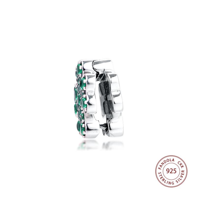 Authentic 925 Sterling Silver Pave Four-Leaf Clover Clip Charms Beads DIY Jewelry Making Fits Reflexions Charm Bracelet 2020 New