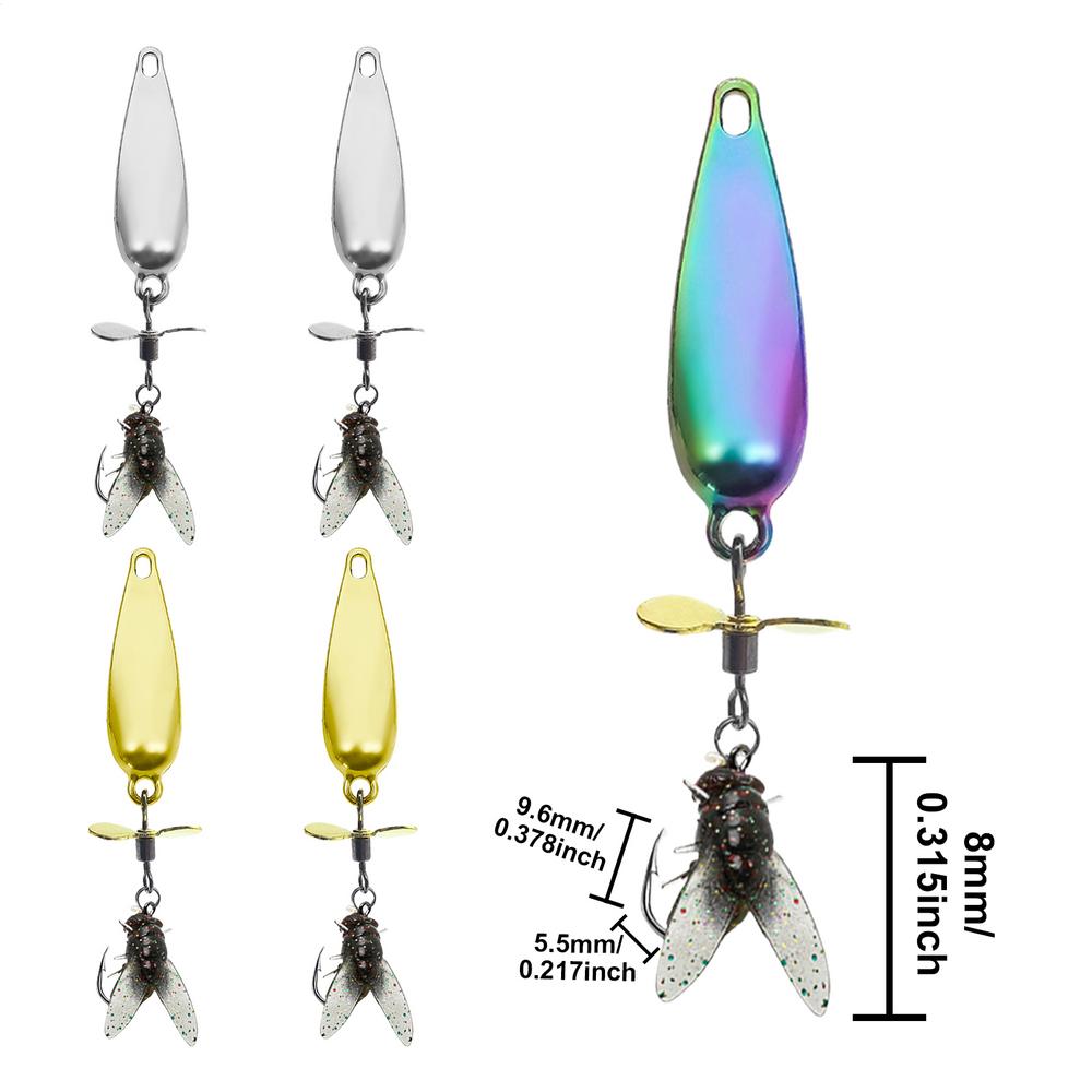 

5PCS Fly Spinnings Propeller Metal Sequins Insect Soft Bait Micros Fishing Flies Fly Fishing Hook Trout Bass Fishing Lure Baits