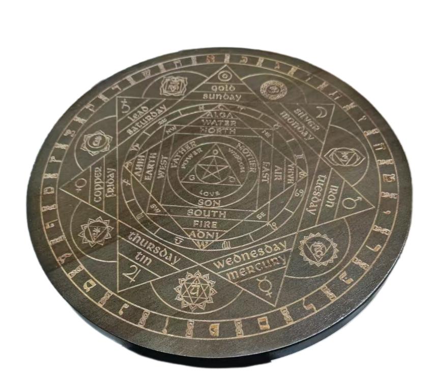 Wood Pendulum Board Flower of Life Dowsing Divination Board Crystal Grid Board for Altar Witch Pagan Healing Meditation