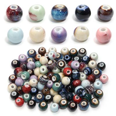 10pcs 10mm Round Ceramic Beads Colorful Porcelain Beads Loose Spacer Beads For Jewelry Making DIY Bracelets Necklace Accessories