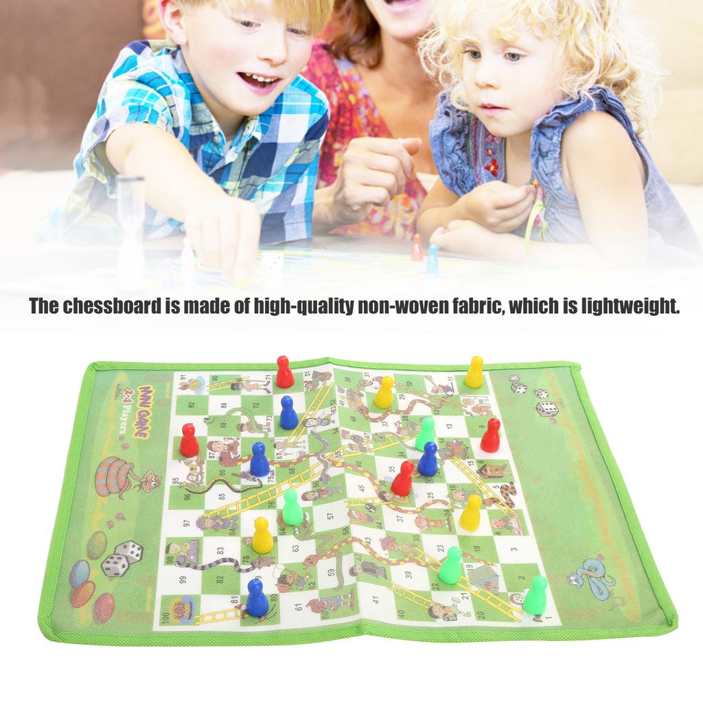 2 in 1 Snake and Ladder Flying Chess Set NonWoven Fabric Portable Family Table Game