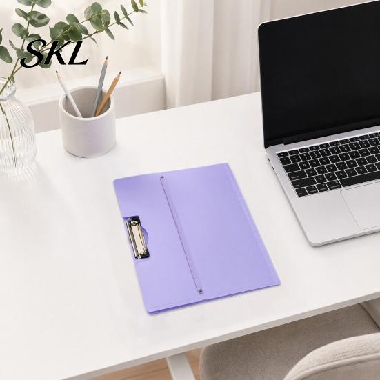 Wear-resistant File Holder Folder for A3 Size Paper, Document Organizer with Metal Plastic Clip, Solid Color Clipboard Home School Office Supplies