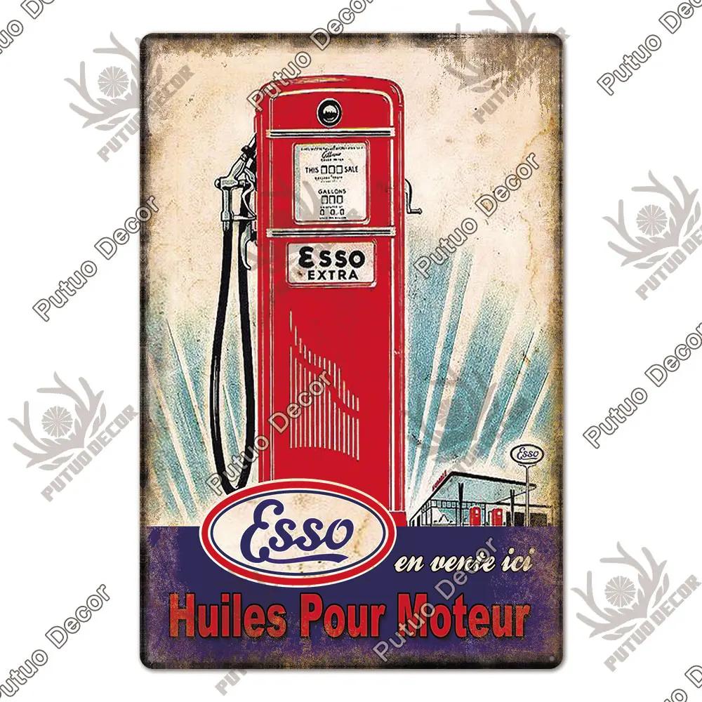 Putuo Decor Gas Oil Garage Vintage Metal Signs Tin Sign Retro Garage Decor Bar Pub Garage Gas Station Decorative Iron Plates
