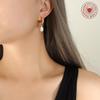Baroque Faux Pearl C-shaped Stud Earrings - European and American Style Women's Titanium Steel Accessories