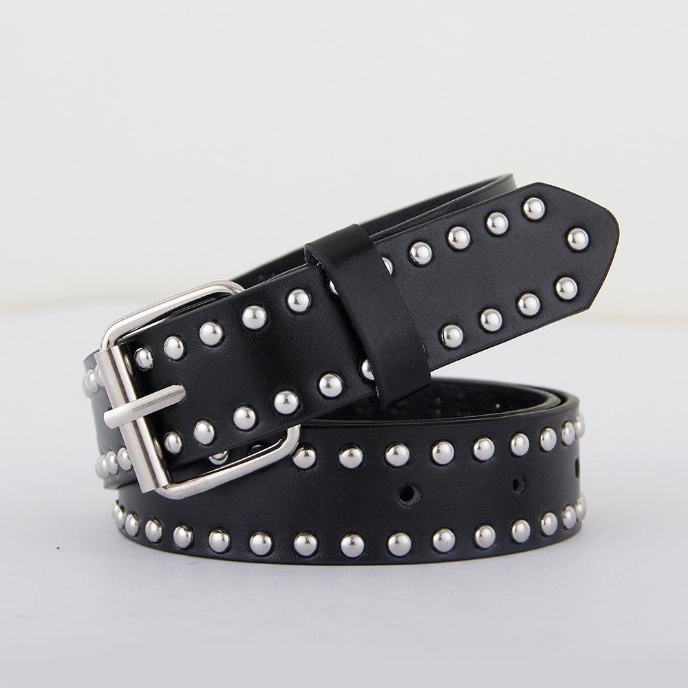 Fashion Rivet Belt Heavy Metal Belt Men Women Punk Rock Style Designer Jeans Belt Y2K Belts Fashion Decoration Women s Belts чёрный