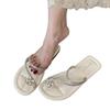 Flat Bottom French Set Toe Small Cool Slippers Women's 2025 New Summer Soft Bottom with Skirt Rhinestones Beautiful Seaside Sandals