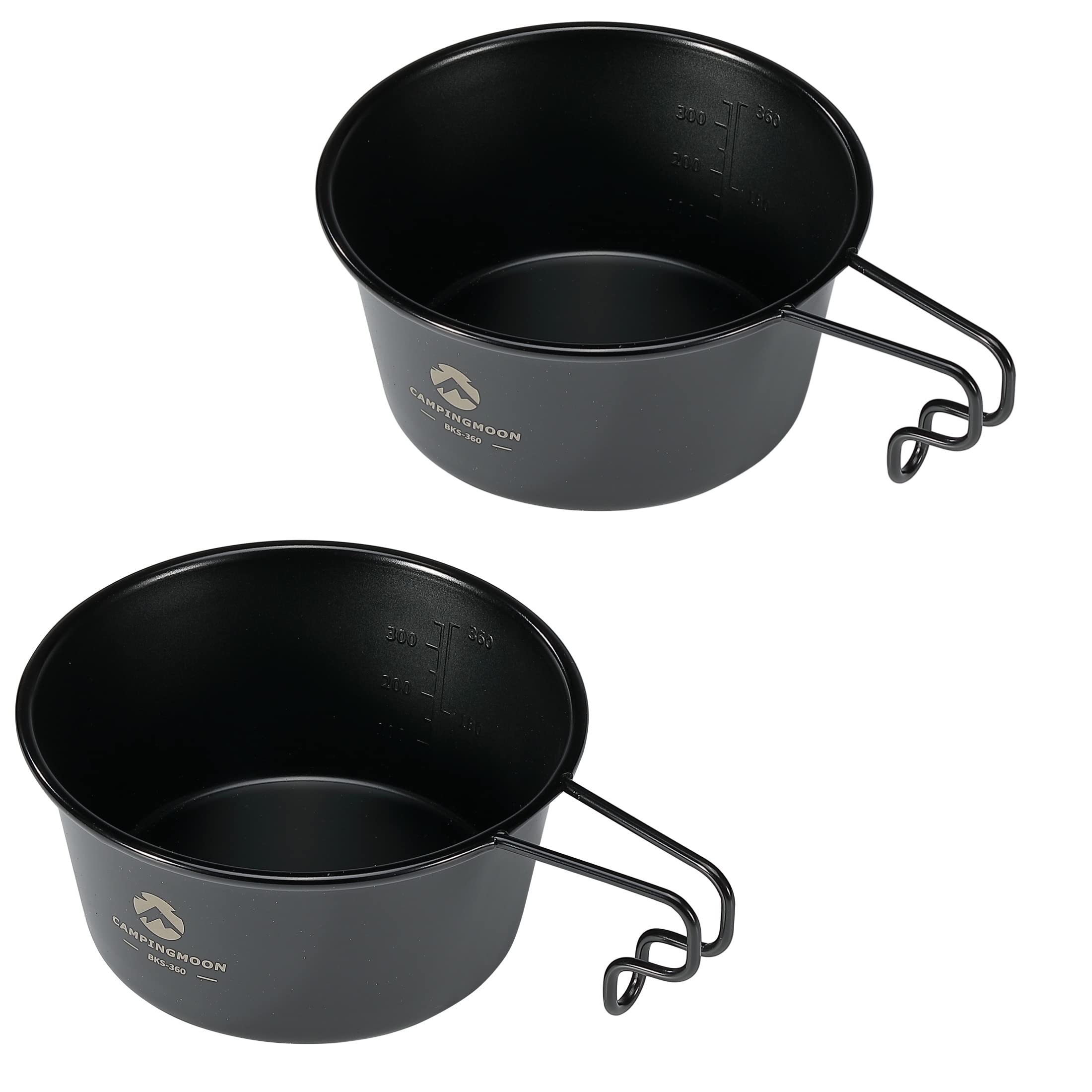 CAMPING MOON Stainless Steel Sierra Deep Set Cup, Black, Type, 360ml, 2-Piece (BKS-360-2P)