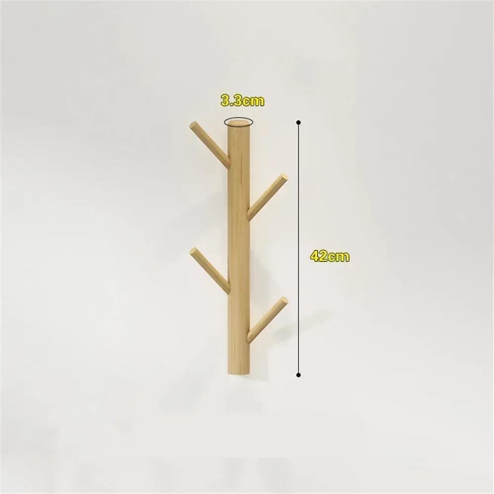 

Деревянная сосновая настенная вешалка для одежды с 4 6 крючками без сверления, вешалка для пальто с ветками, держатель для сумок и шляп, органайзер для гостиной