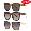 3pcs Oversize Frame Sunglasses Women Brand Outdoor Fashion Sunshade Retro Square Gradient Eyeglasses UV400 Glasses Unisex