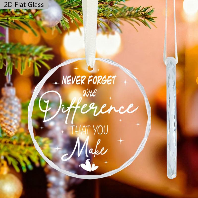 1pc Thank You Gifts for Women Men - Never Forget The Difference That You Make for Coworkers - Glass Ornament