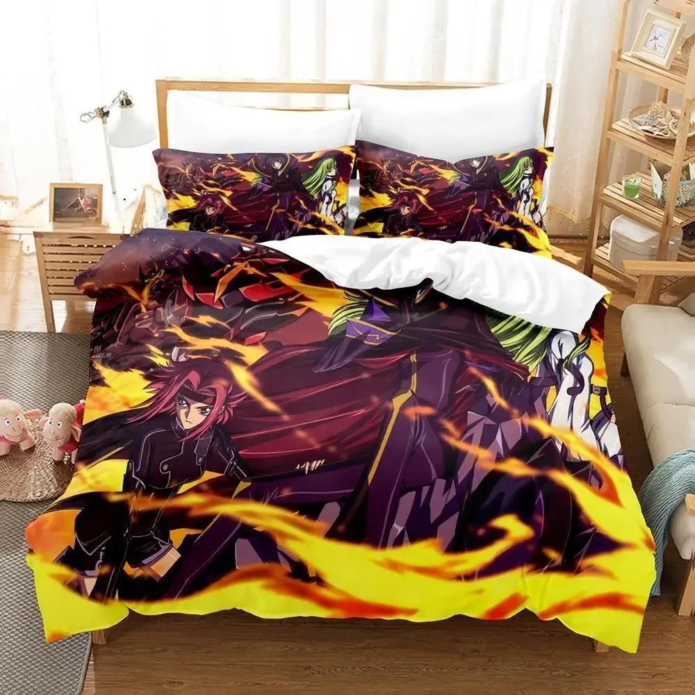 Code Geass Bettwäsche-Set Einzelbett Twin Full Queen King Size Bettset Erwachsener Kind Schlafzimmer Bettbezug Sets 3D-Druck Anime Bettlaken-Set