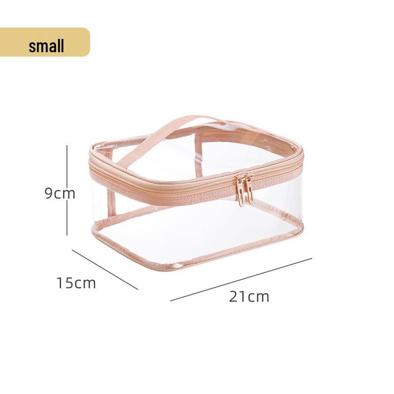 Thickened Transparent Travel Makeup Bag with Customizable Logo - Three-Dimensional Handheld Toiletries and Lipstick Storage.